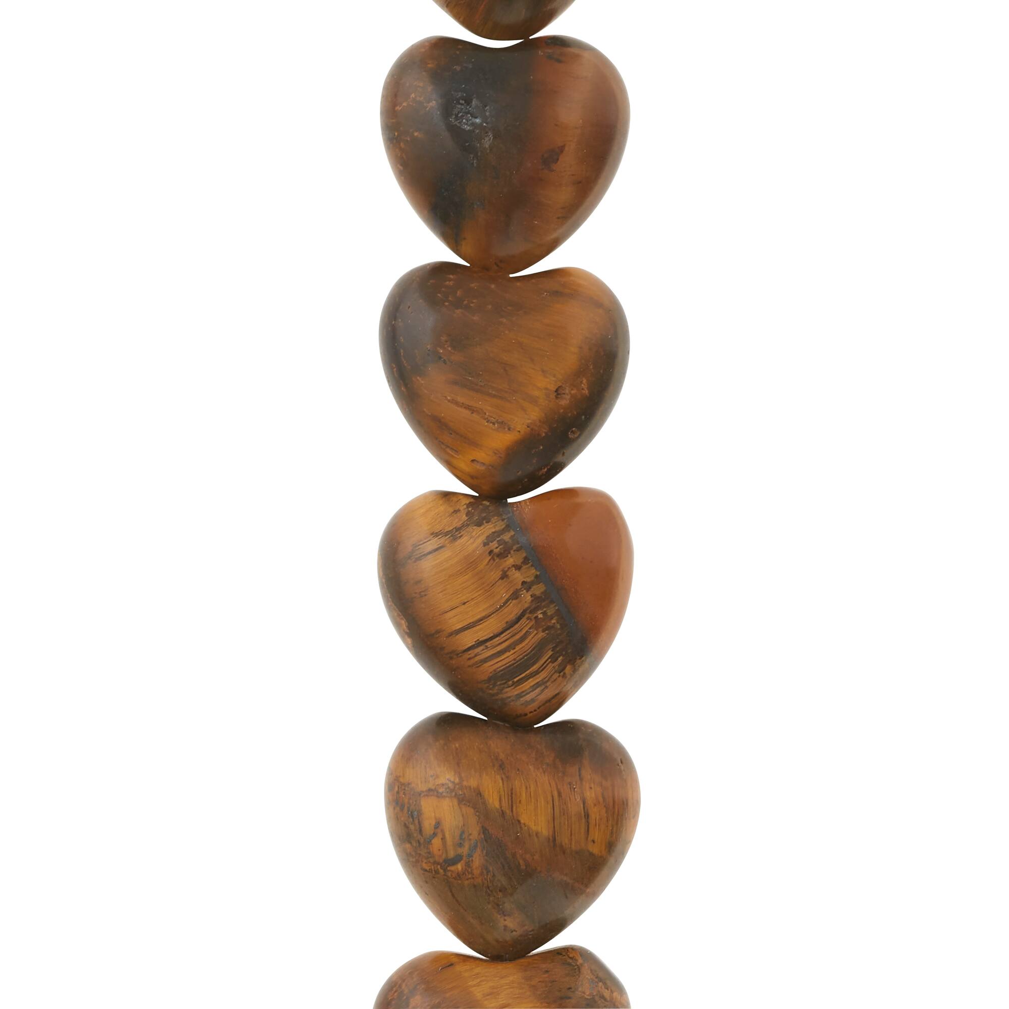 Brown Tiger's Eye Heart Semi-Precious Beads by Bead Landing™, 12mm